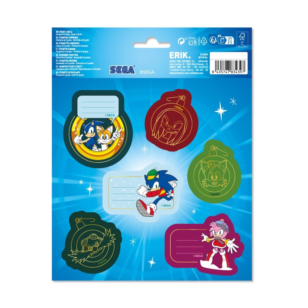 Grupo Erik Sonic The Hedgehog - Premium Christmas SelfAdhesive Adhesive labels - Multicolours